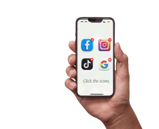 Smartphone showing social media icons